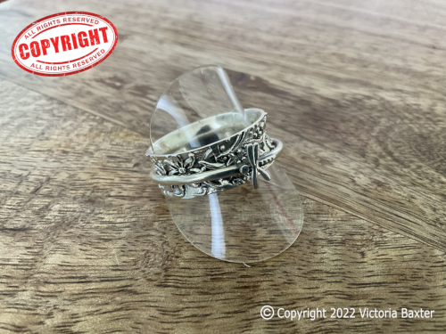Dragonfly Silver Spinner Ring